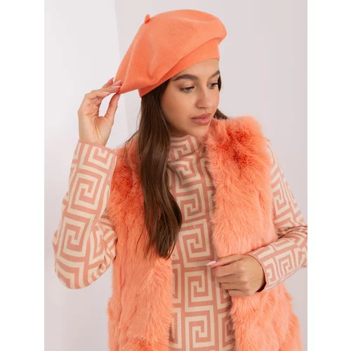 Fashion Hunters Peach winter beret with cashmere