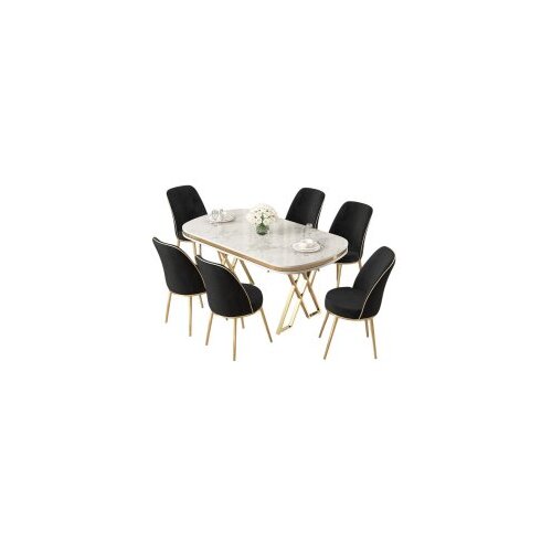 Hanah home Set Trpezarijski sto i 6 stolica Lai, crno-bijela Cijene