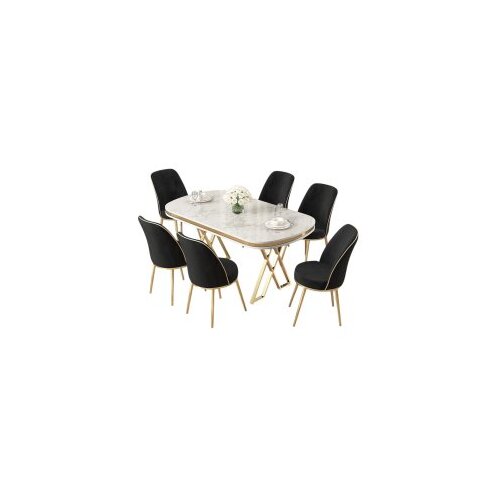 Hanah home set trpezarijski sto i 6 stolica lai white gold black Cene