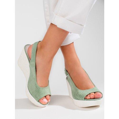 SHELOVET women's wedge green sandals Slike