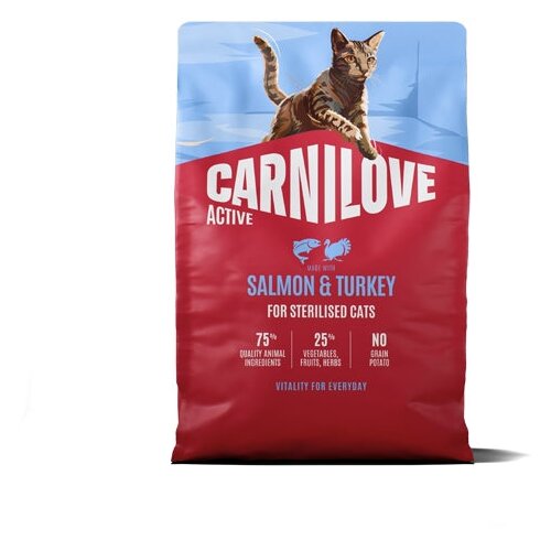 Carnilove Cat Active Adult Sterilised, briketi - losos in puran 2 kg Cene