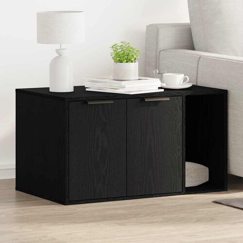 VidaXL Omara za mačje strani&amp;scaron;če črna hrast 80x50x45 cm inženirski les Slike