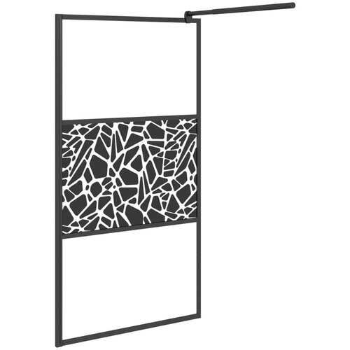 VidaXL Pregrada za tu&amp;scaron; 115 x 195 cm staklo ESG s uzorkom kamena crna Slike
