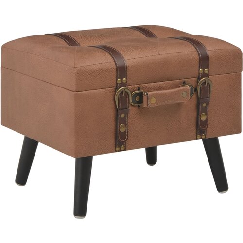 The Living Store Stolček s prostorom za shranjevanje 40 cm rjavo umetno usnje - Stol, (21482127) Slike