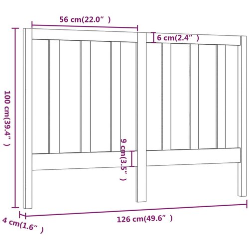  Uzglavlje za krevet sivo 126 x 4 x 100 cm od masivne borovine Slike