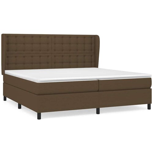  Krevet s oprugama i madracem tamnosmeđi 200x200 cm od tkanine Slike