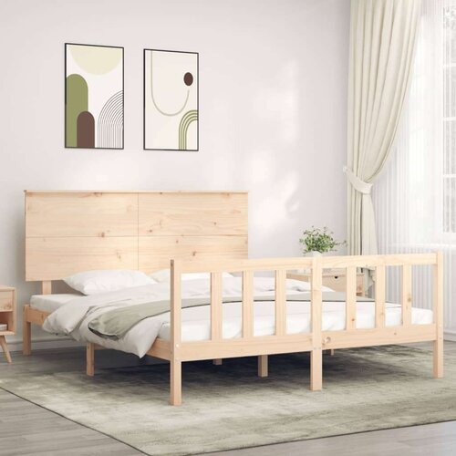  Okvir kreveta s uzglavljem 160 x 200 cm od masivnog drva Slike