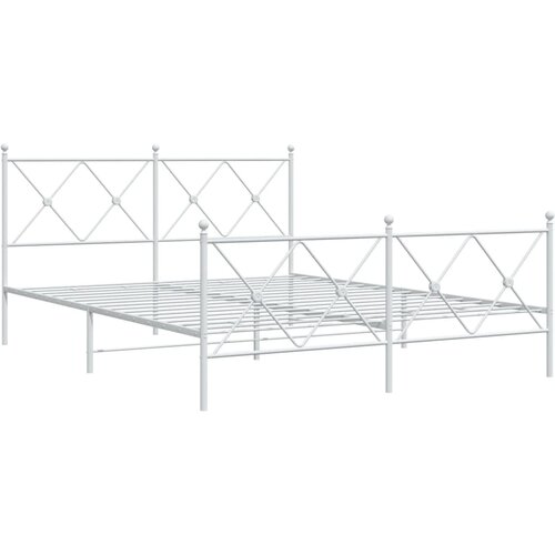 vidaXL Kovinski posteljni okvir z vzglavjem in vznožjem bel 150x200 cm, (21128035) Cene