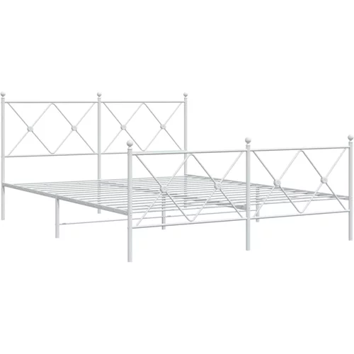 vidaXL Kovinski posteljni okvir z vzglavjem in vznožjem bel 150x200 cm, (21128035)
