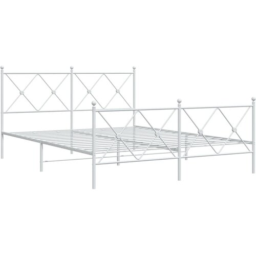 vidaXL metalni okvir kreveta uzglavlje i podnožje bijeli 150 x 200 cm Cijene