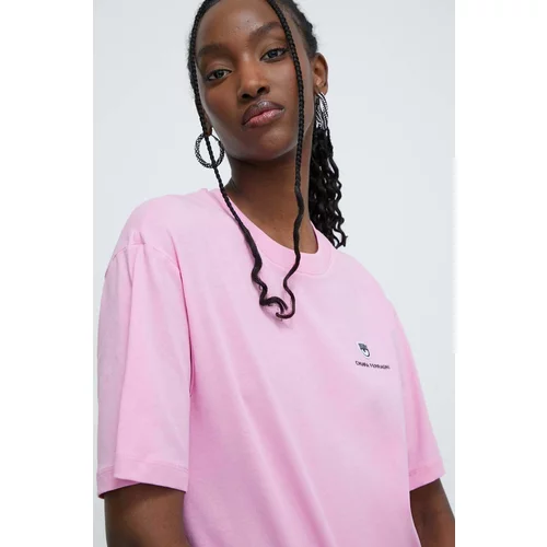 Chiara Ferragni Pamučna majica za žene, boja: ružičasta