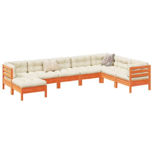  8-dijelni set vrtnih sofa s jastucima voštano smeđi od borovine Cene