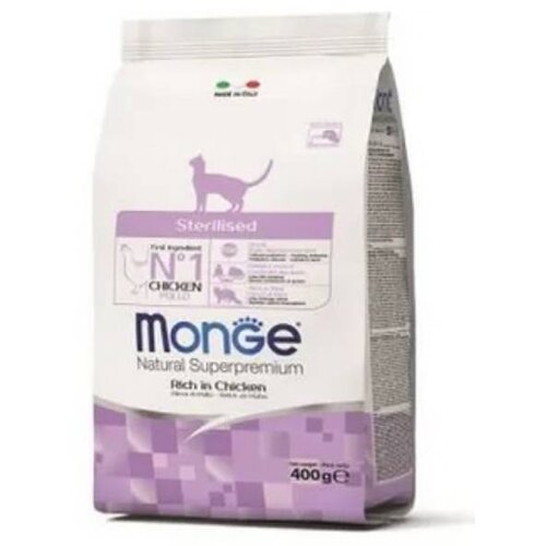Monge suva hrana za sterilisane mačke sa ukusom piletine, 400g Slike