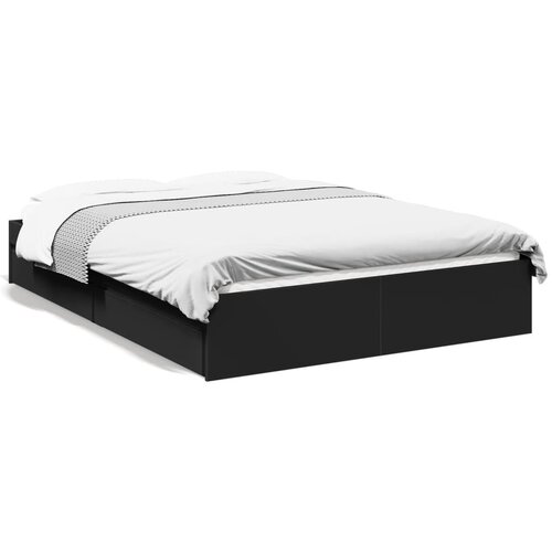 VidaXL Okvir kreveta s ladicama crni 135 x 190 cm konstruirano drvo Slike