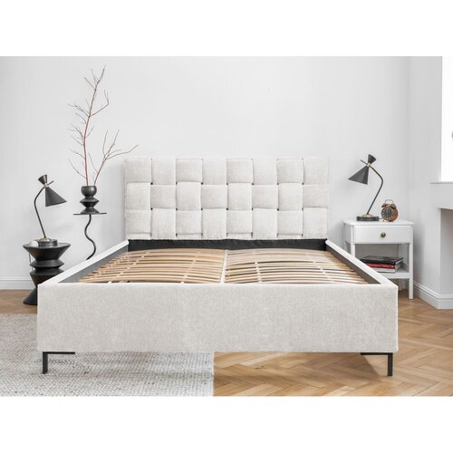 Miuform Kremno bela oblazinjena zakonska postelja z letvenim dnom 180x200 cm Eve &amp;ndash; Slike