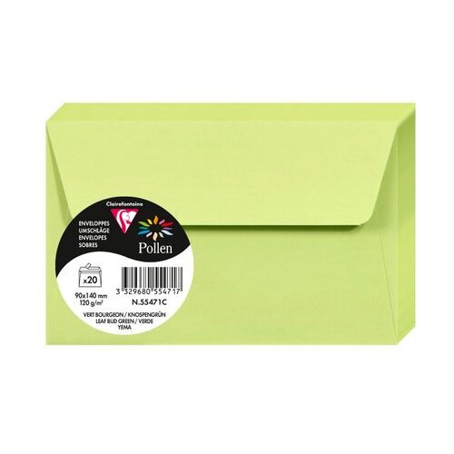 Clairefontaine kuverte Pollen 90x140mm 120gr leaf bud green 1/20 Slike