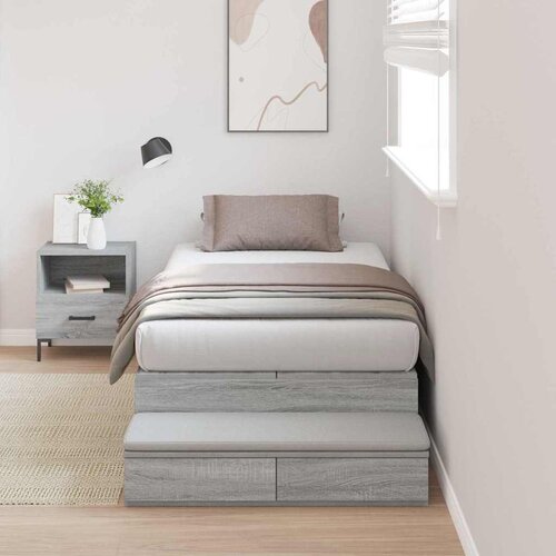  Krevet s ladicama Siva Sonoma 100 cm Konstruirano drvo Cene