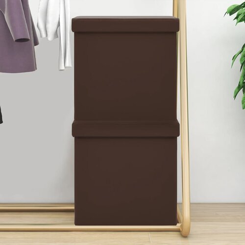 The Living Store Zložljiv stolček s prostorom za shranjevanje 2 kosa rjav PVC - Stolček S Prostorom Za Shranjevanje, (21481987) Slike