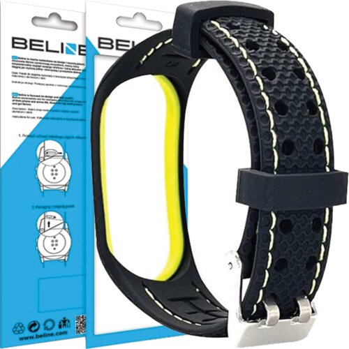 Beline pašček za mi band 7 sport watch band black in lime, (21969197) Cene