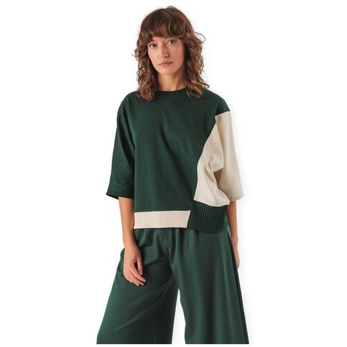 SKFK Puloverji T-Shirt Aloria-Gots - Dark-Green Bež Slike