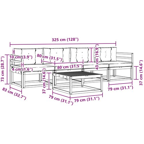  Set vanjskih sofa s jastukom 4 pcs Bijela i krem Slike