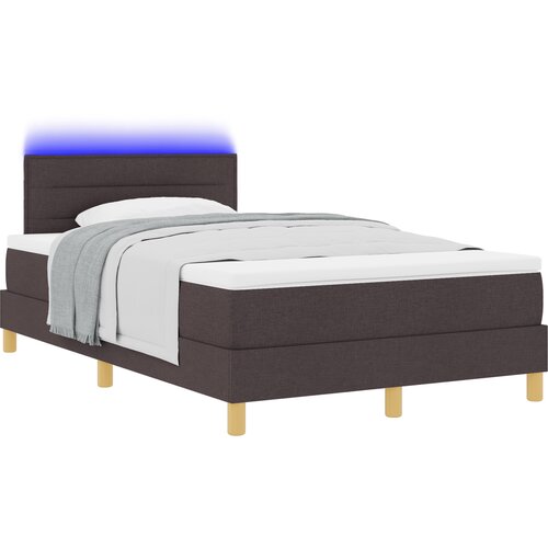 vidaXL Škatlasta postelja z vzmetnico in LED Temno rjava 120x200 cm Tkanina, (22082767) Cene