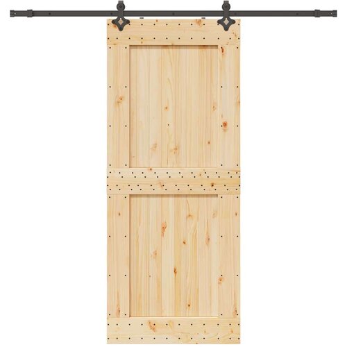 vidaXL Drsna vrata s kompletom vodil 95x210 cm trdna borovina Cene