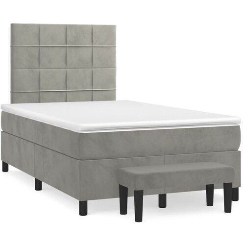 VidaXL Box spring postelja z vzmetnico svetlo siva 120x190 cm žamet Slike