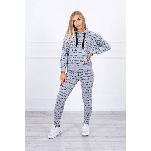 Kesi Set with grey print Slike