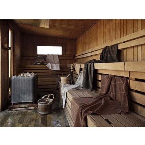 Zone Smeđe-sivi pamučan ručnik od frotira 70x140 cm Sauna &amp;ndash; Slike