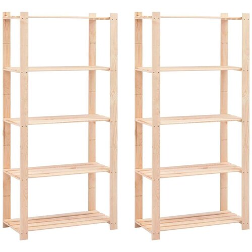 vidaXL Stalci za pohranu s 5 razina 2 kom 80x38x170 cm borovina 250 kg Cene