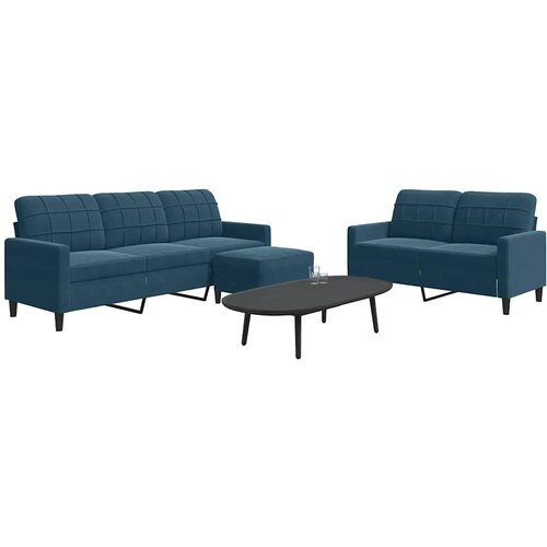  3-dijelni set sofa s jastucima plavi bar&scaron;unasti Cijene