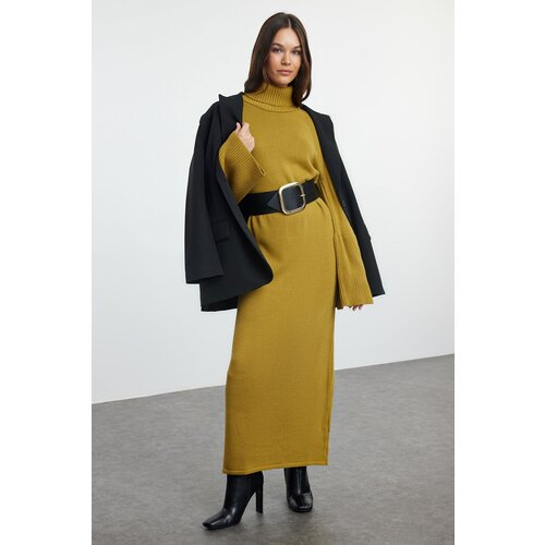 Trendyol Oil Green Wide Sleeve Knit Dress Slike