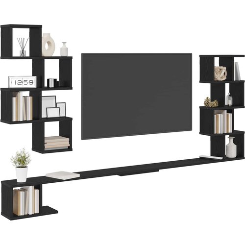  Polica za TV na zidu Crni hrast 180 x 15 x 94 cm Slike