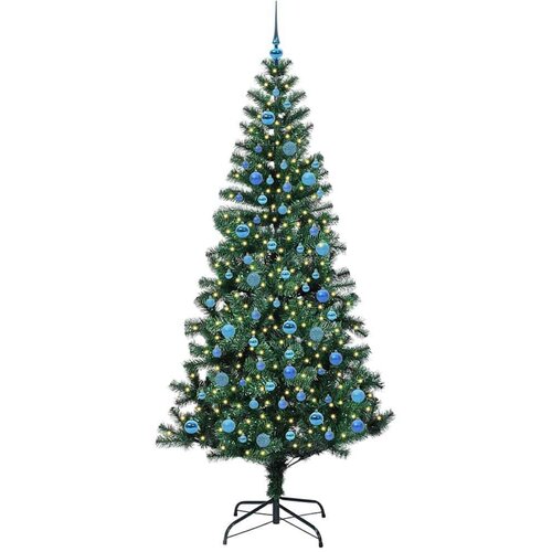 VidaXL Umjetno predsvijetljeno božićno drvce Zelena 240cm PVC i metal Slike