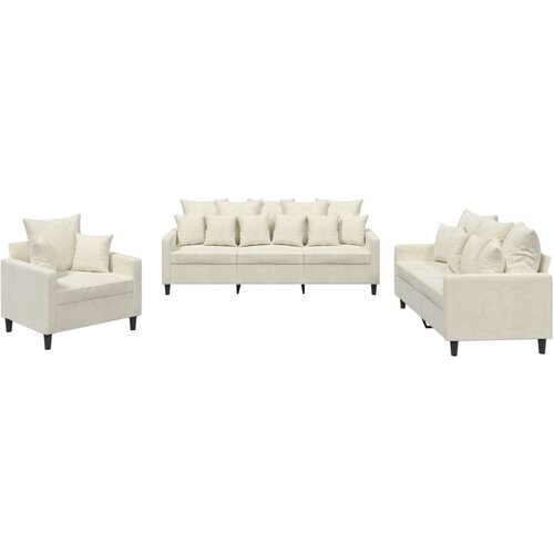  3-dijelni set sofa s jastucima krem bar&amp;scaron;unasti Slike