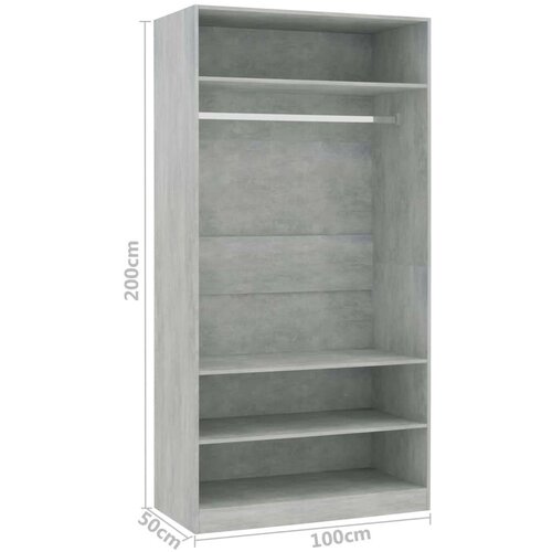  Garderobna omara betonsko siva 100x50x200 cm iverna plo&amp;scaron;ča Slike