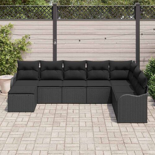  Sjedeća garnitura za vrt 8 kom. Crna poliratan 287,5 x 177,5 x 69 cm Slike