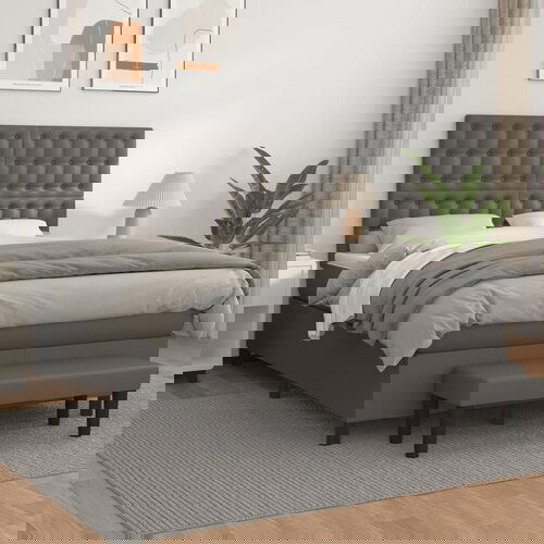 The Living Store Box spring postelja z vzmetnico siv 140x200 cm umetno usnje - Box Spring Postelja, (21520189) Cene