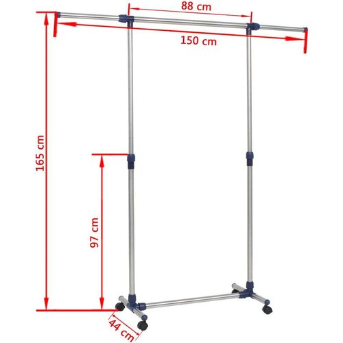 VidaXL podesivi stalak za odjeću od nehrđajućeg čelika 165x44x150 cm Slike