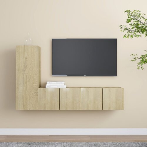 VidaXL Komplet TV omaric 3-delni sonoma hrast iverna plo&amp;scaron;ča Slike