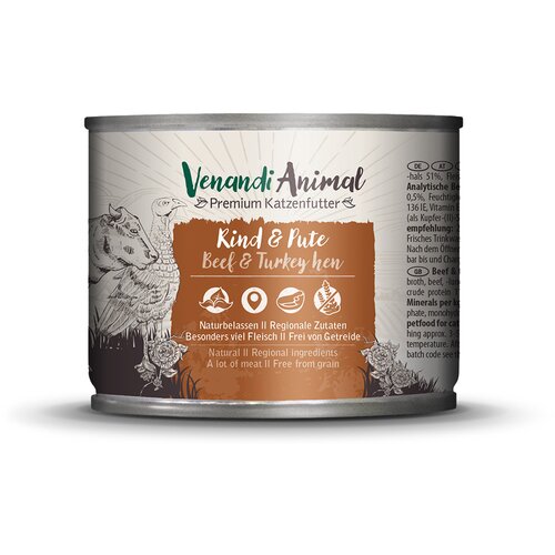  Ekonomično pakiranje Venandi Animal Adult Cat 24 x 200 g - Govedina i puretina Cijene