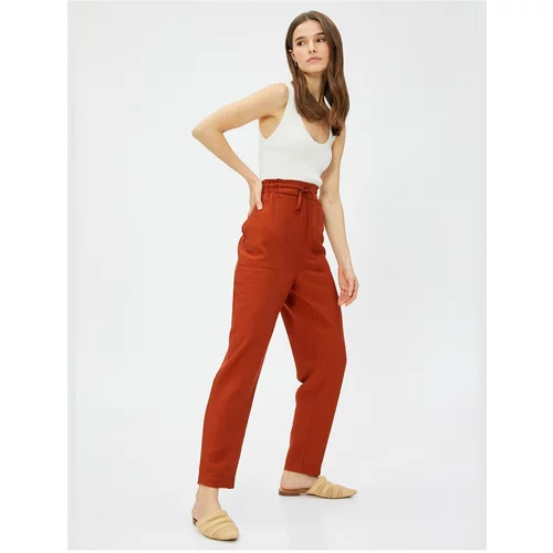 Koton Viscose Carrot Trousers with Tie Waist