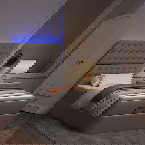 VidaXL Otomanski posteljni okvir z vzmetnico taupe 100x200 cm blago Slike