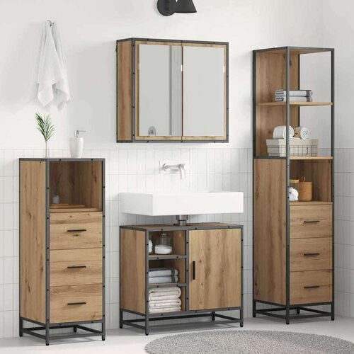 vidaXL Komplet pohi&scaron;tva za kopalnico s predalom 3 pcs artisan hrast Cene