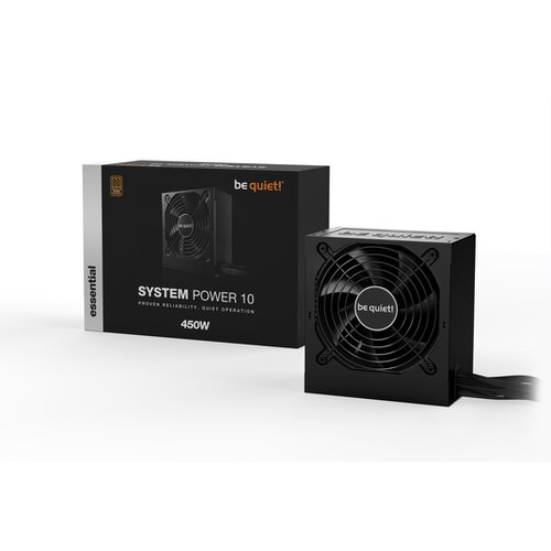 Be Quiet! SYSTEM POWER 10 450W, 80 PLUS Bronze efficiency (up to 88.5%), Temperature-controlled 120mm quality fan reduces system noise Cene