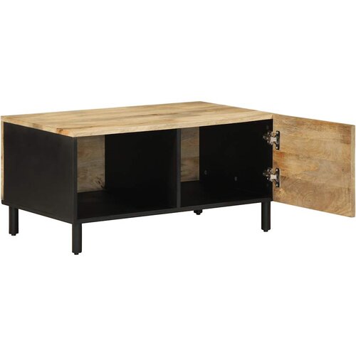 Maison Chic Kava miza - kavna mizica - Nizka mizica črna 80x50x40 cm Masivni neobdelan les Mango, (21754885) Cene