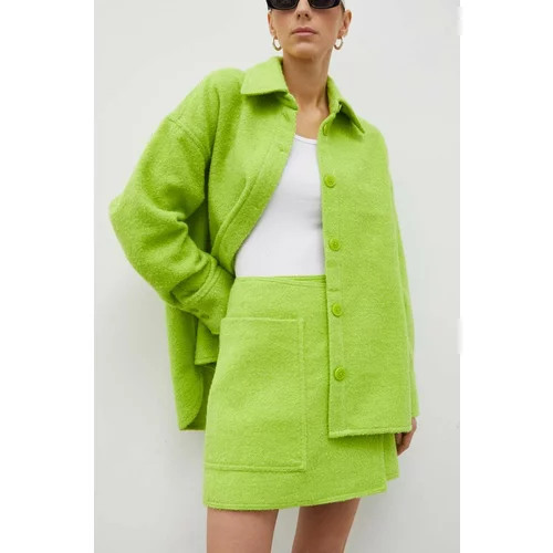 Samsoe Samsoe Suknja s primjesom vune boja: zelena, mini, ravna