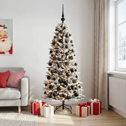  Umjetno božićno drvce s kuglicom 210 cm 300 LED lampica - Zelena i bijela 210 cm s LED-ima i crnim lopticama Cijene