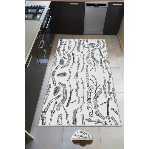 Conceptum Hypnose Tepih Wookece222, 100x300 cm, Bijelo-crni Cene